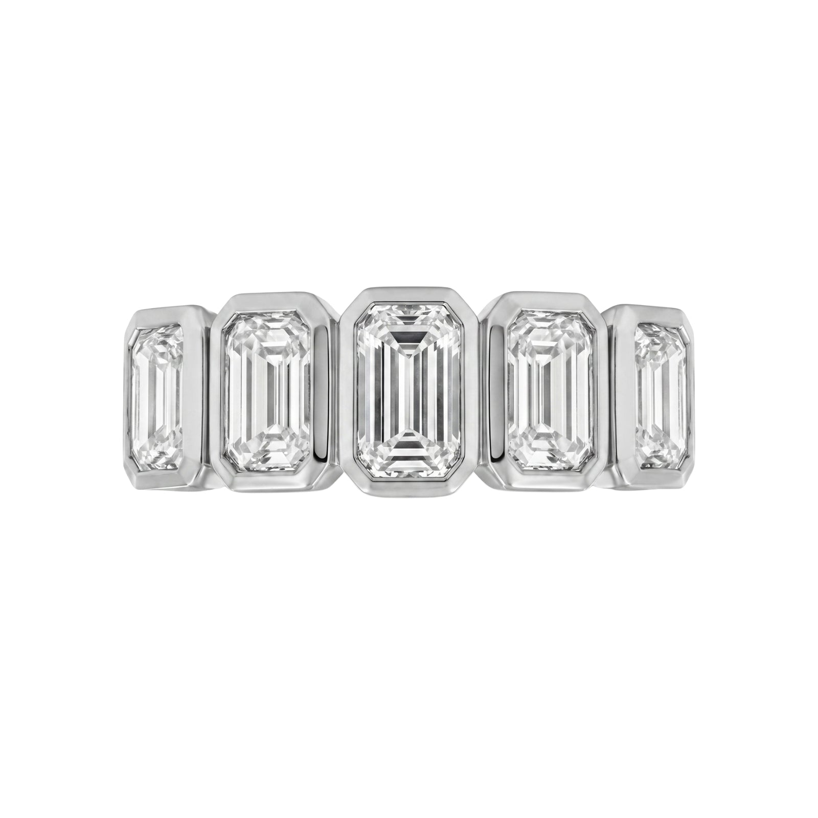 Venturant 3.00 Carat T.W. Emerald-cut Lab Grown Diamond (F/VS+) 14K Gold Bezel Set 5 Stone Band Ring