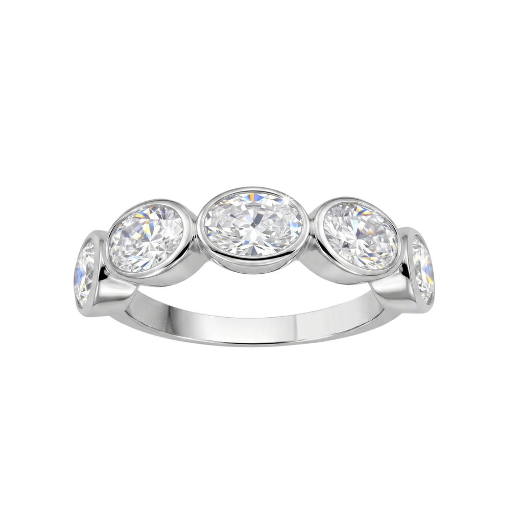 Venturant 3.00 Carat T.W. Oval-cut Lab Grown Diamond (F/VS+) 14K Gold Bezel Set 5 Stone Band Ring