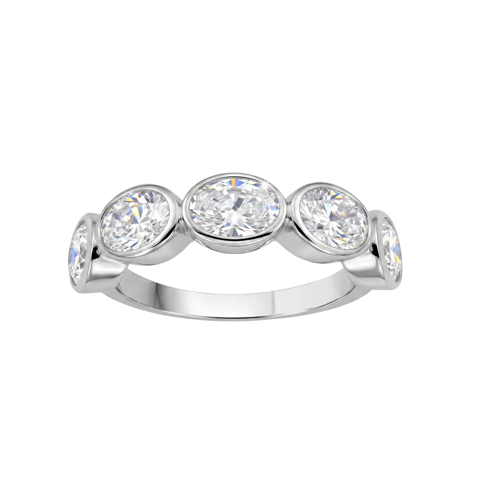 Venturant 3.00 Carat T.W. Oval-cut Lab Grown Diamond (F/VS+) 14K Gold Bezel Set 5 Stone Band Ring