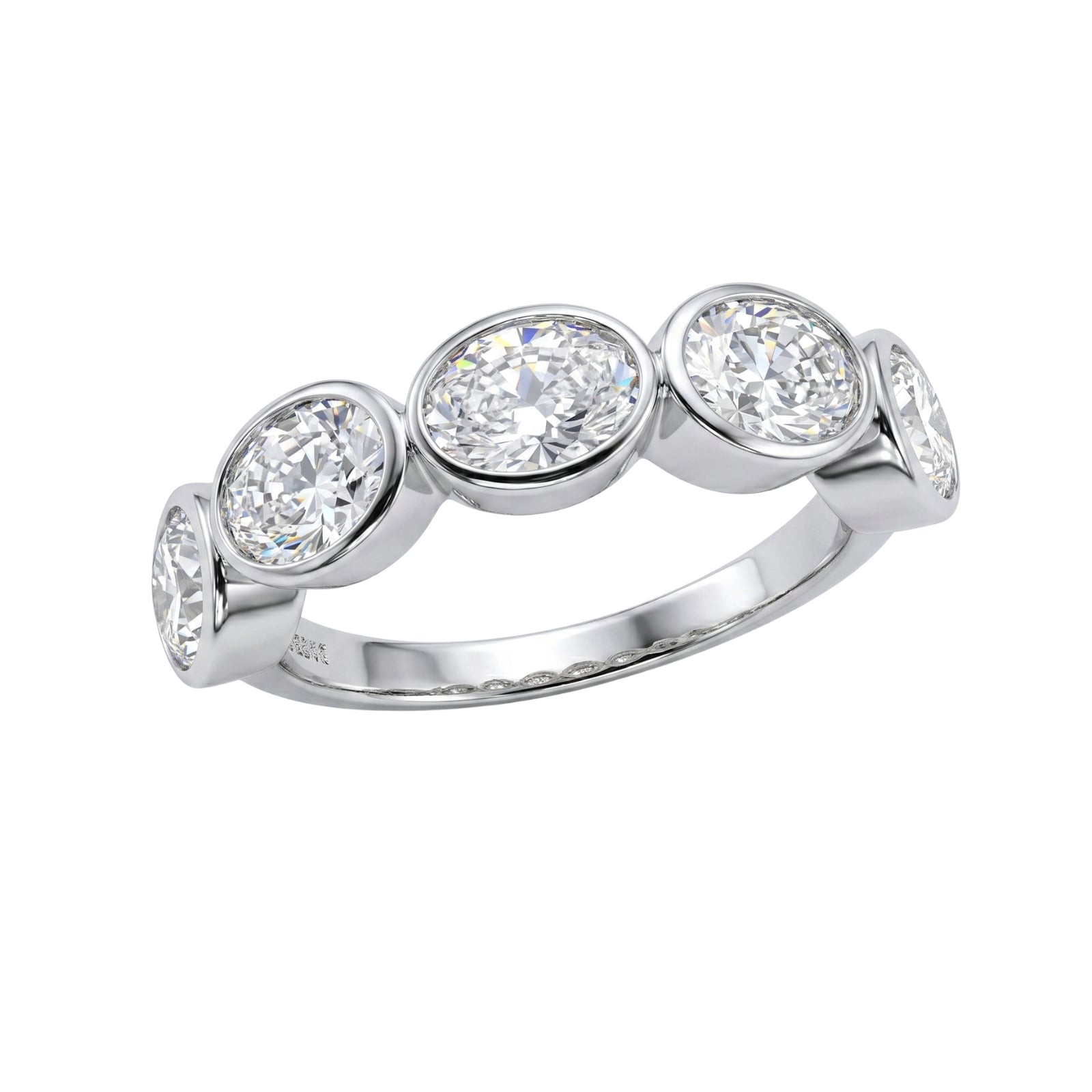 Venturant 3.00 Carat T.W. Oval-cut Lab Grown Diamond (F/VS+) 14K Gold Bezel Set 5 Stone Band Ring
