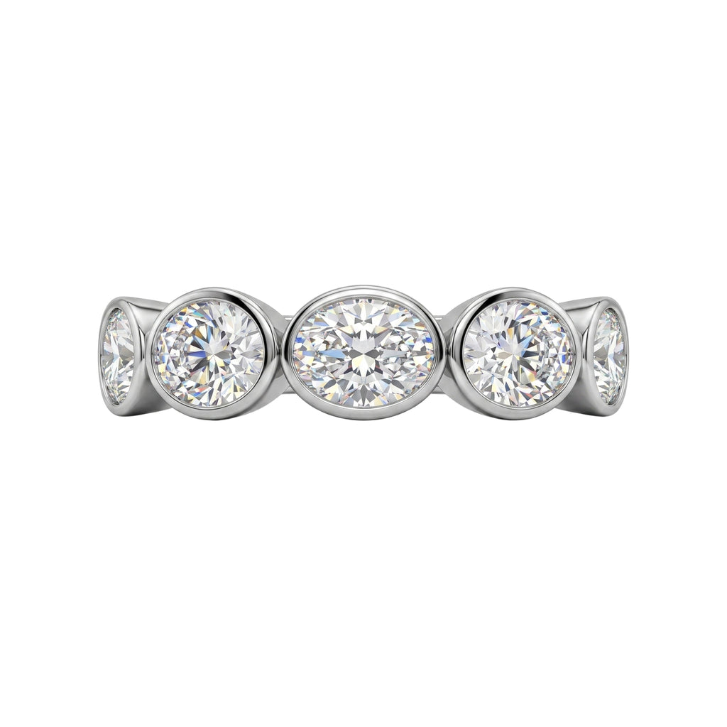 Venturant 3.00 Carat T.W. Oval-cut Lab Grown Diamond (F/VS+) 14K Gold Bezel Set 5 Stone Band Ring