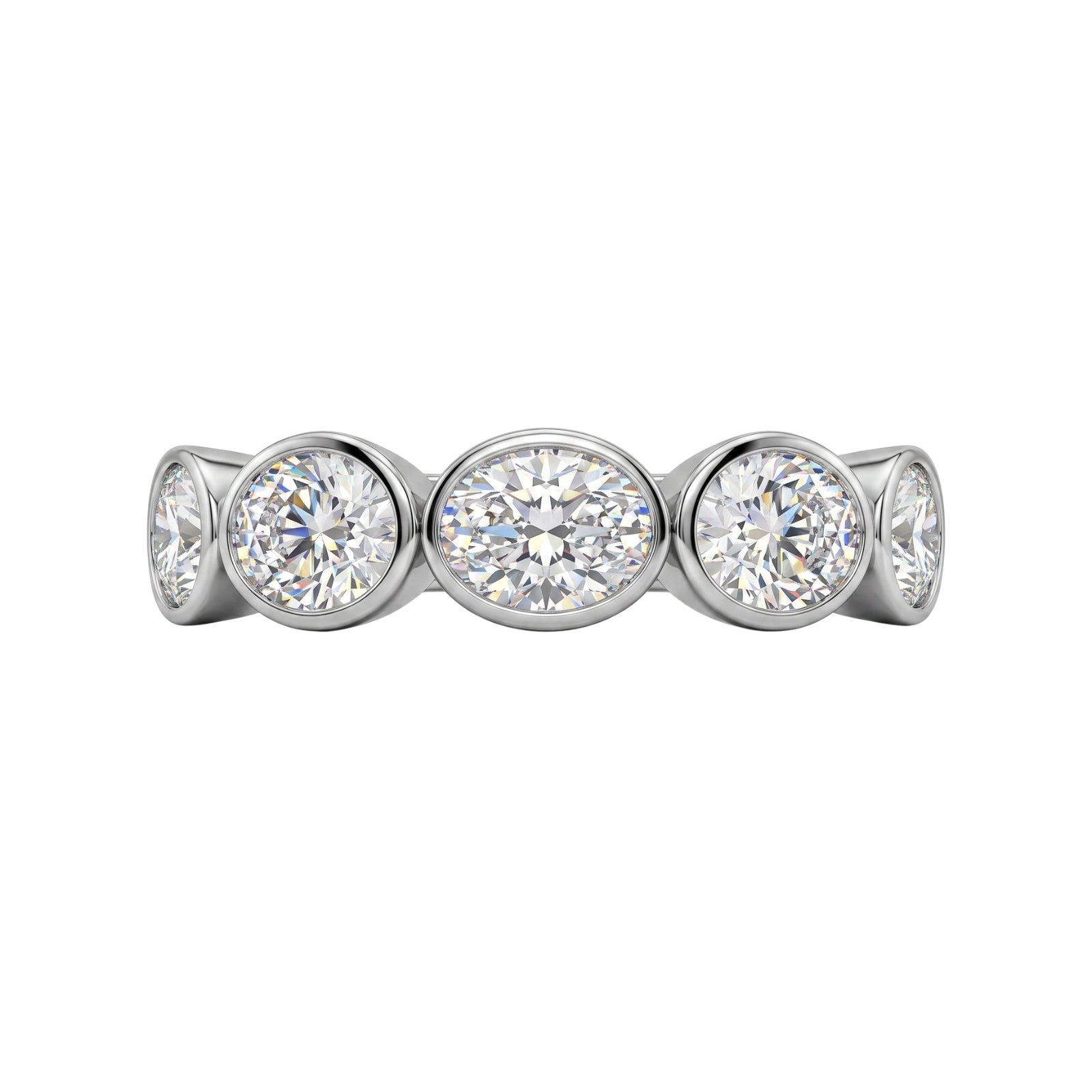 Venturant 3.00 Carat T.W. Oval-cut Lab Grown Diamond (F/VS+) 14K Gold Bezel Set 5 Stone Band Ring