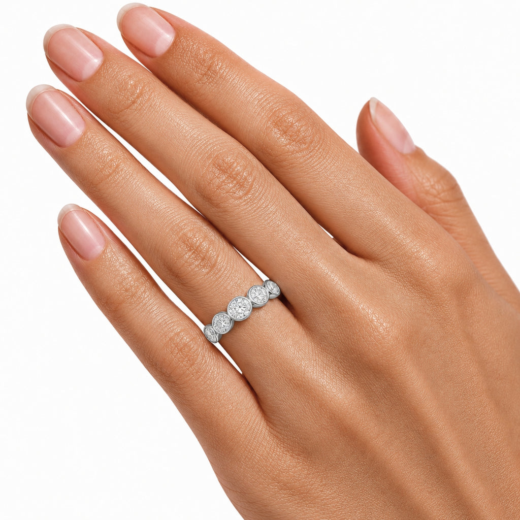 Venturant 3.00 Carat T.W. Oval-cut Lab Grown Diamond (F/VS+) 14K Gold Bezel Set 5 Stone Band Ring
