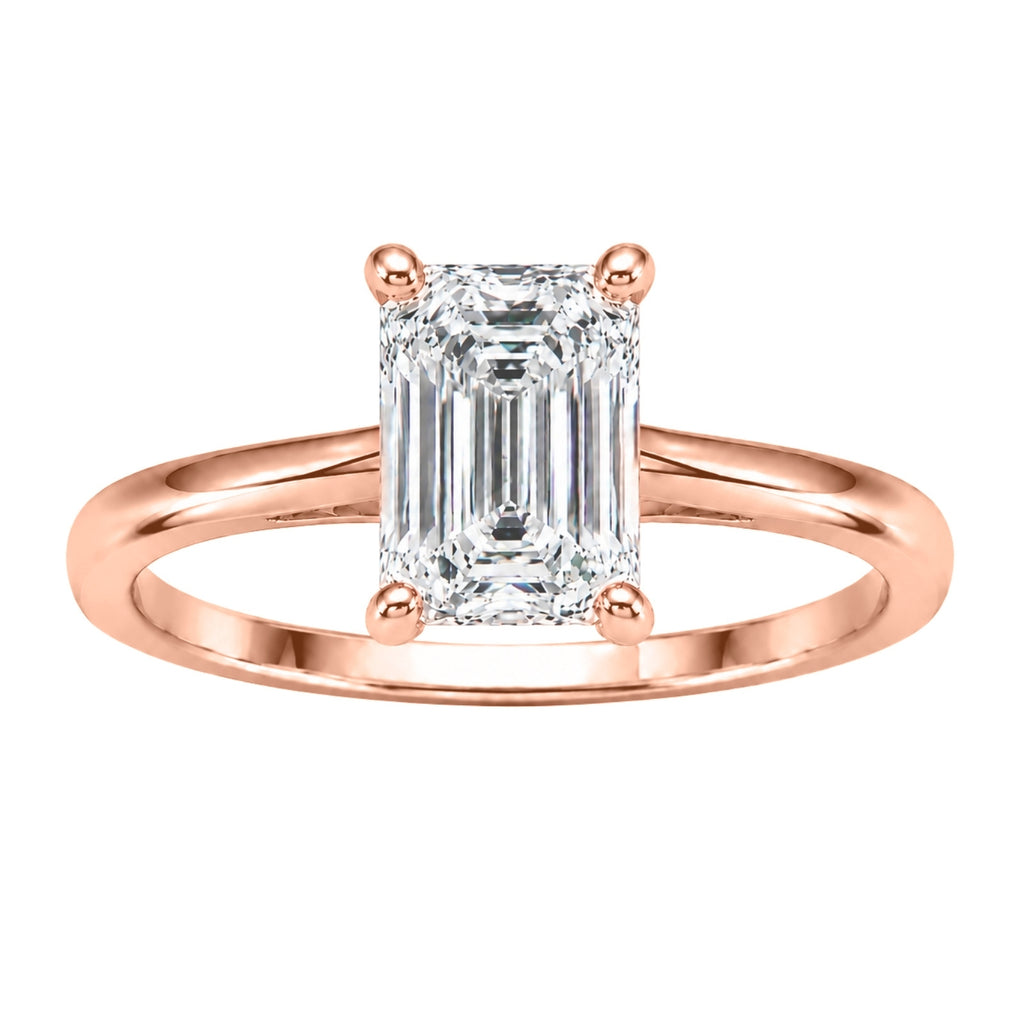 Venturant 1.00-6.00 Carat T.W. IGI certified Emerald-cut Lab Grown Diamond (D/VS+) 14K Gold Solitaire Ring