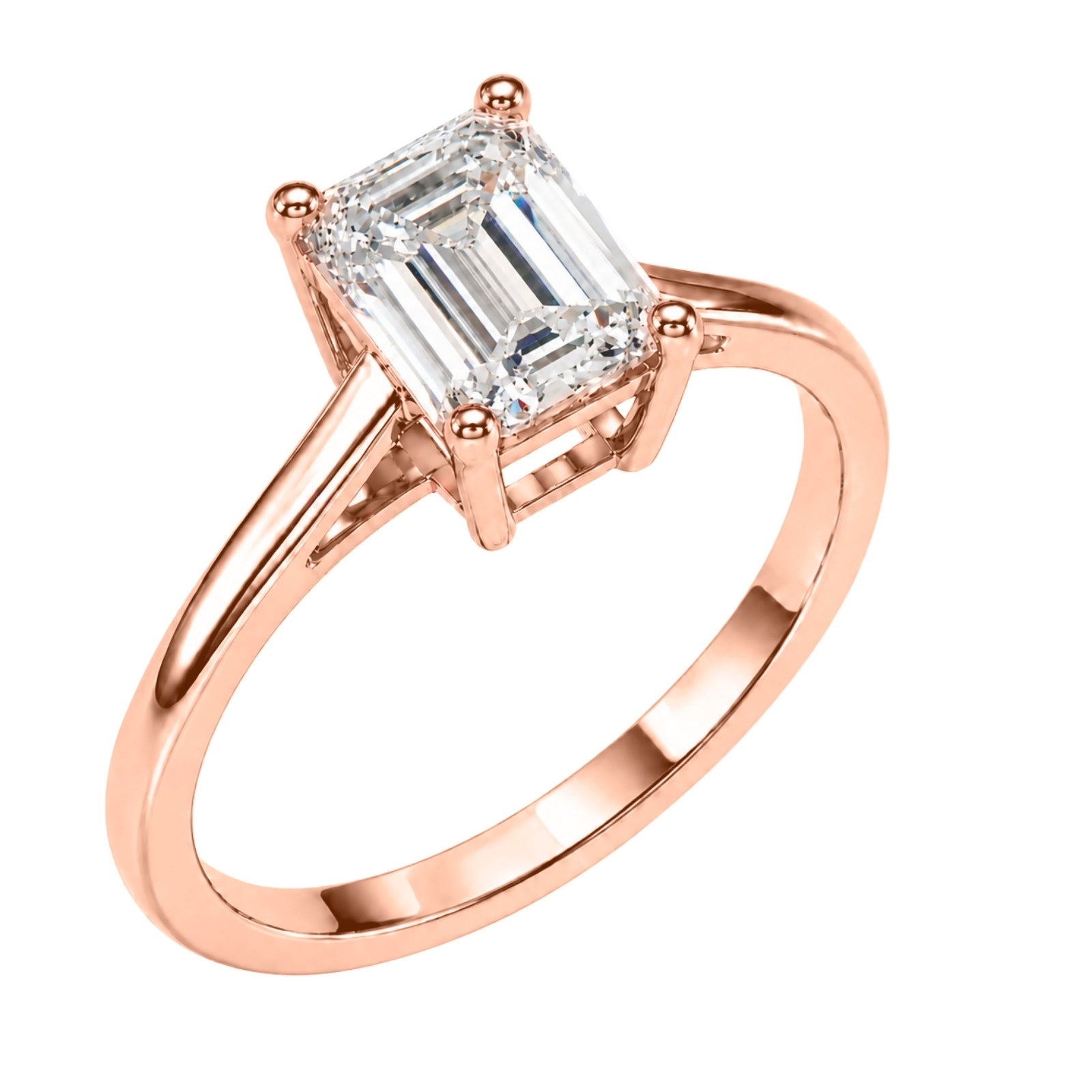 Venturant 1.00-6.00 Carat T.W. IGI certified Emerald-cut Lab Grown Diamond (D/VS+) 14K Gold Solitaire Ring