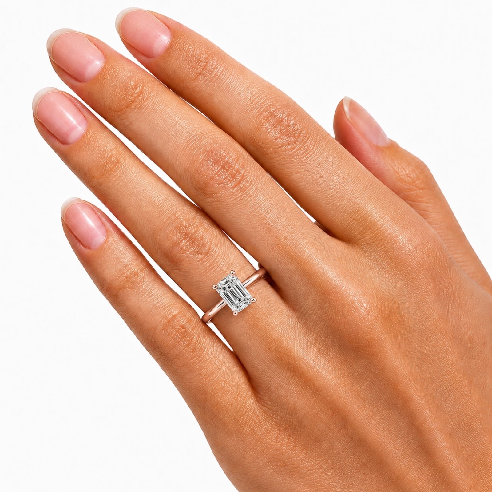 Venturant 1.00-6.00 Carat T.W. IGI certified Emerald-cut Lab Grown Diamond (D/VS+) 14K Gold Solitaire Ring