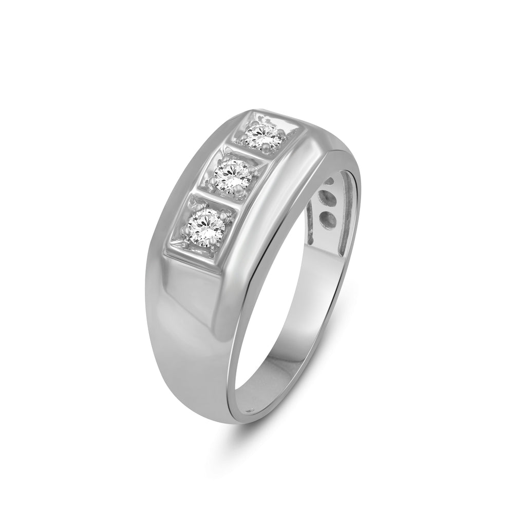 Venturant Lab Grown Diamond (F/VS+) 1.00 carat Round cut Sterling Silver Men's Ring - Sterling Silver | Gold over Silver