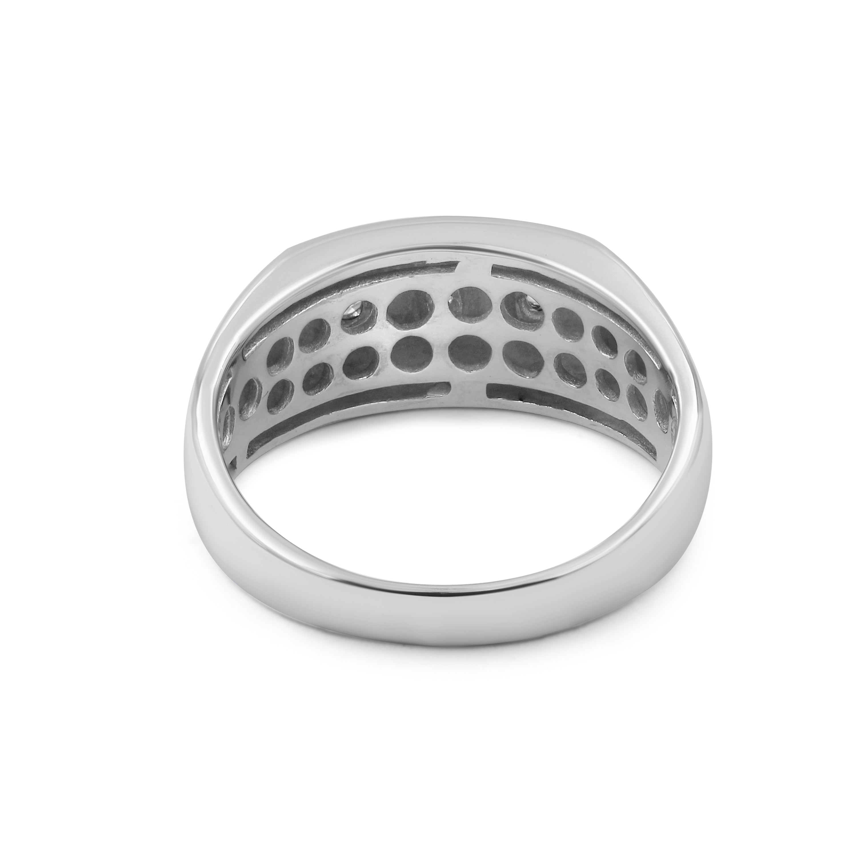 Venturant Lab Grown Diamond (F/VS+) 1.00 carat Round cut Sterling Silver Men's Ring - Sterling Silver | Gold over Silver