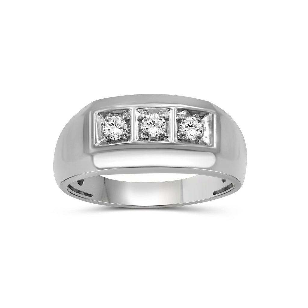 Venturant Lab Grown Diamond (F/VS+) 1.00 carat Round cut Sterling Silver Men's Ring - Sterling Silver | Gold over Silver