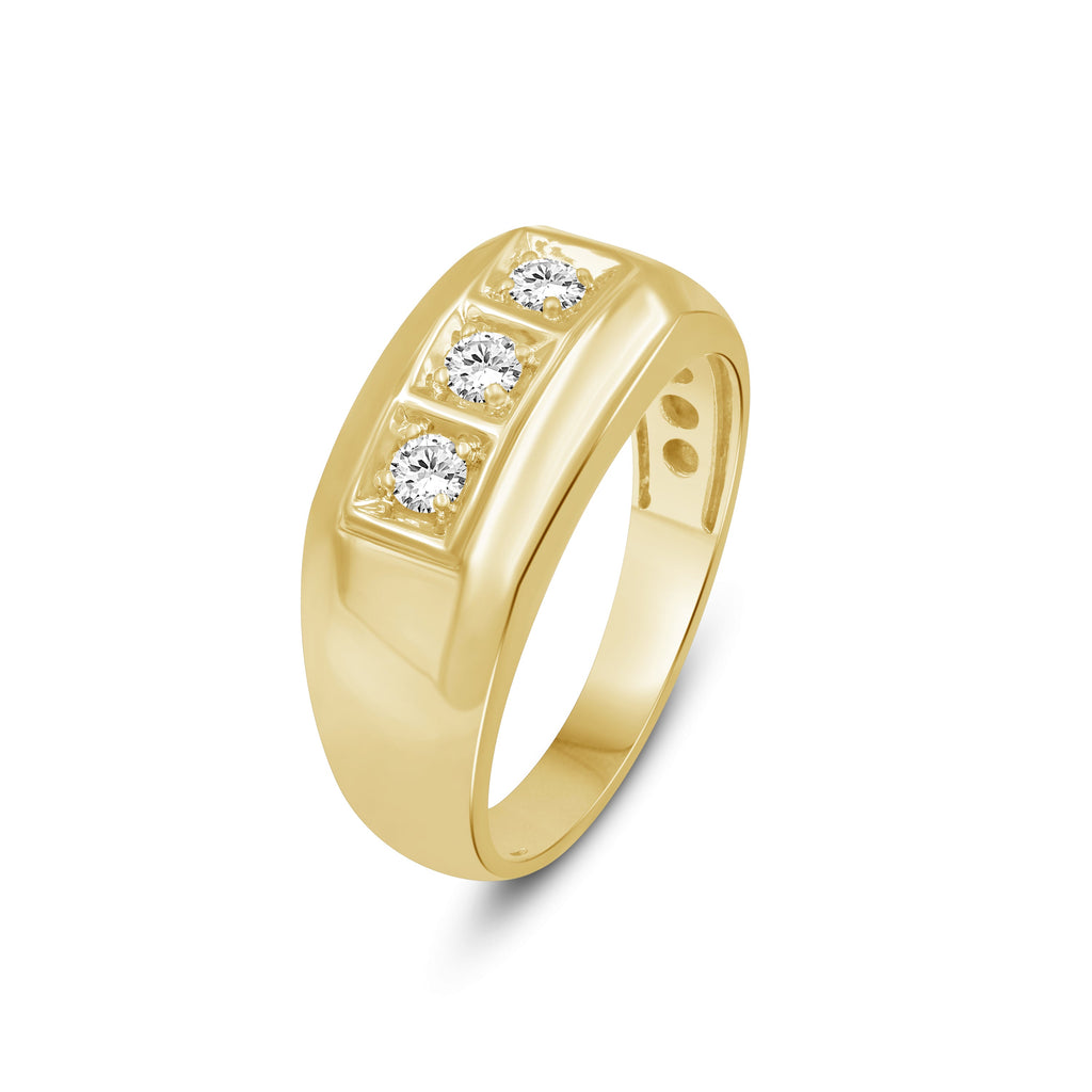 Venturant Lab Grown Diamond (F/VS+) 1.00 carat Round cut Sterling Silver Men's Ring - Sterling Silver | Gold over Silver