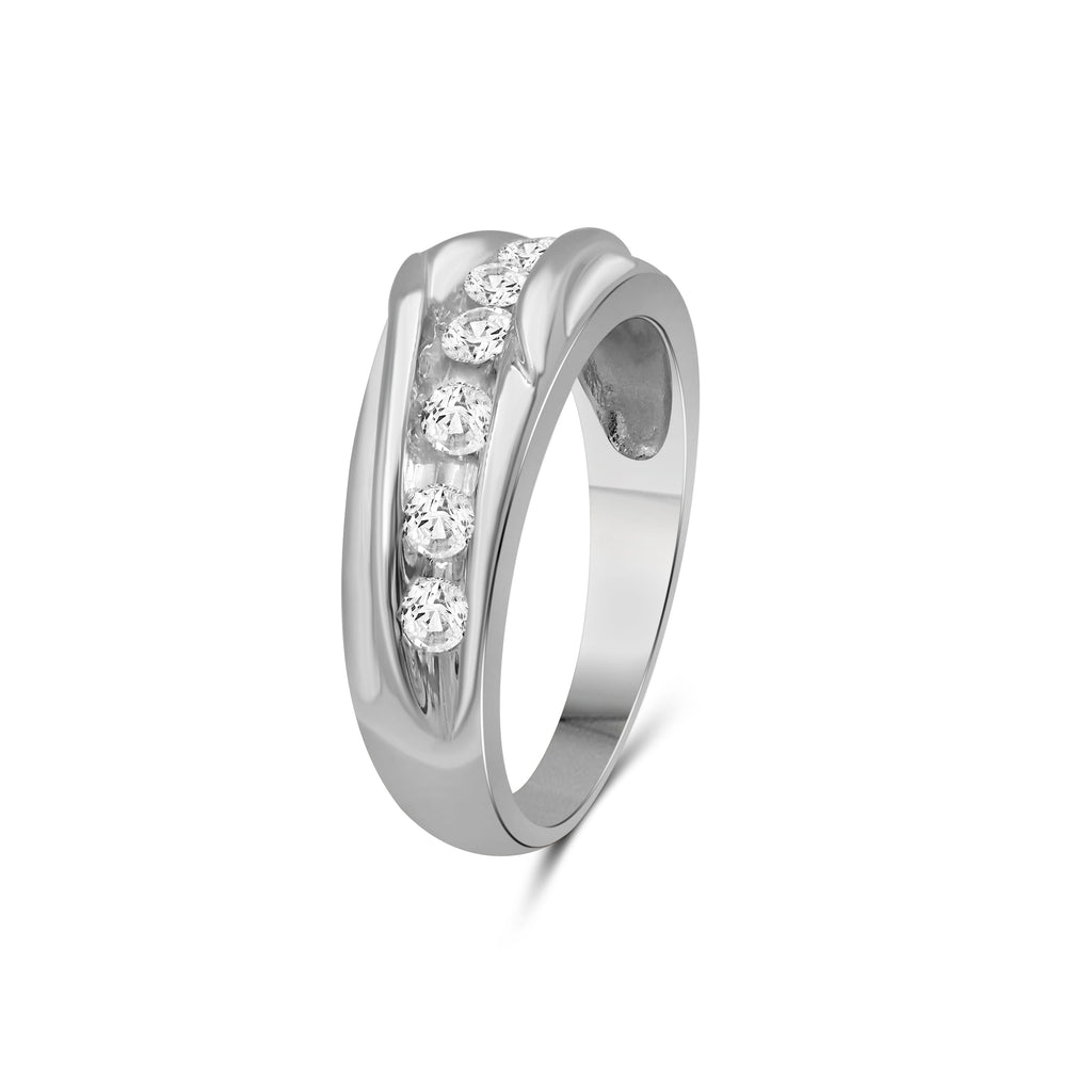 Venturant Lab Grown Diamond (F/VS+) 1.00 carat Round cut Sterling Silver Men's Ring - Sterling Silver | Gold over Silver