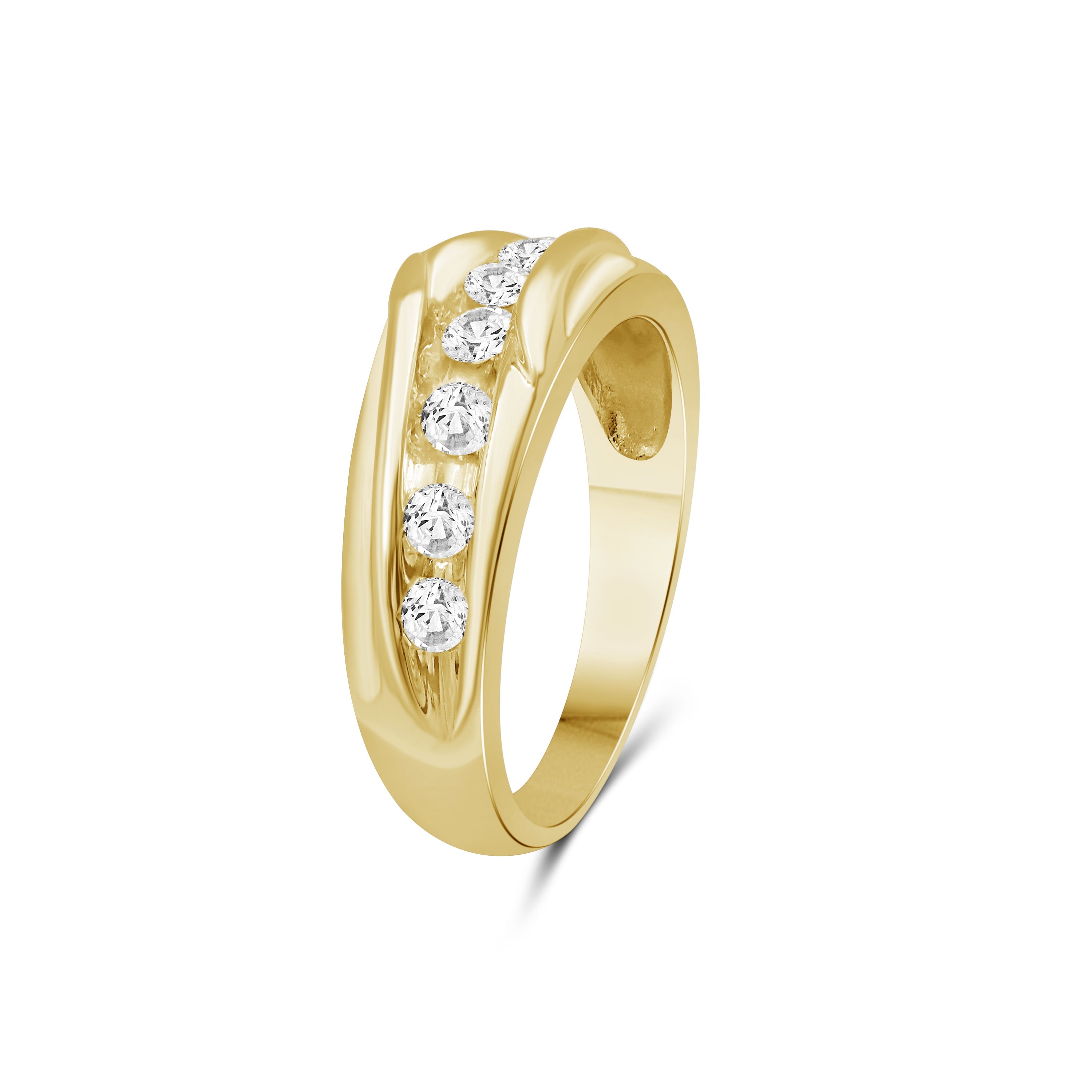 Venturant Lab Grown Diamond (F/VS+) 1.00 carat Round cut Sterling Silver Men's Ring - Sterling Silver | Gold over Silver