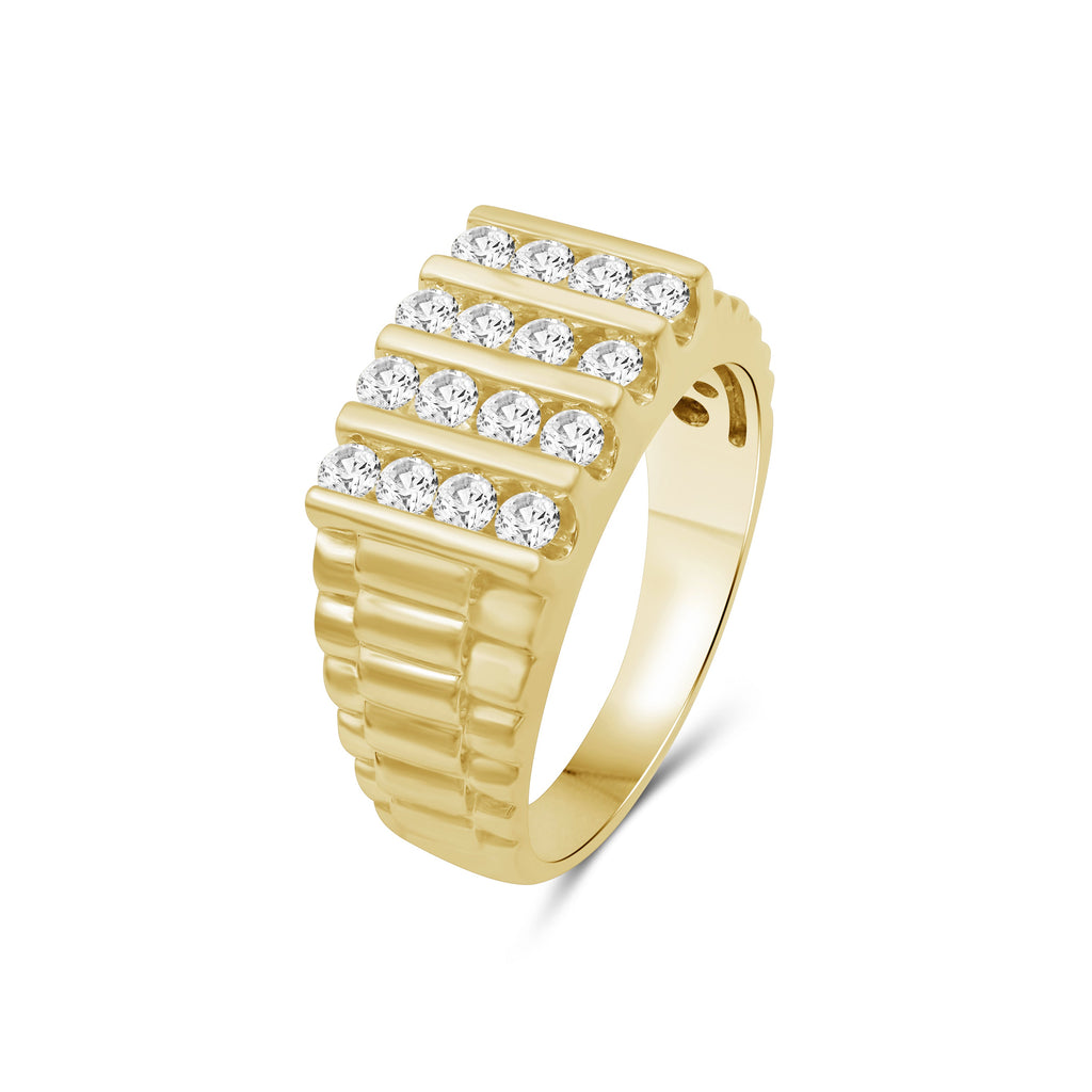 Venturant Lab Grown Diamond (F/VS+) 1.00 carat Round cut Sterling Silver Men's Ring - Sterling Silver | Gold over Silver