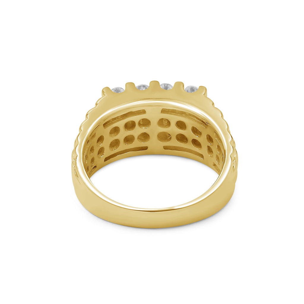 Venturant Lab Grown Diamond (F/VS+) 1.00 carat Round cut Sterling Silver Men's Ring - Sterling Silver | Gold over Silver