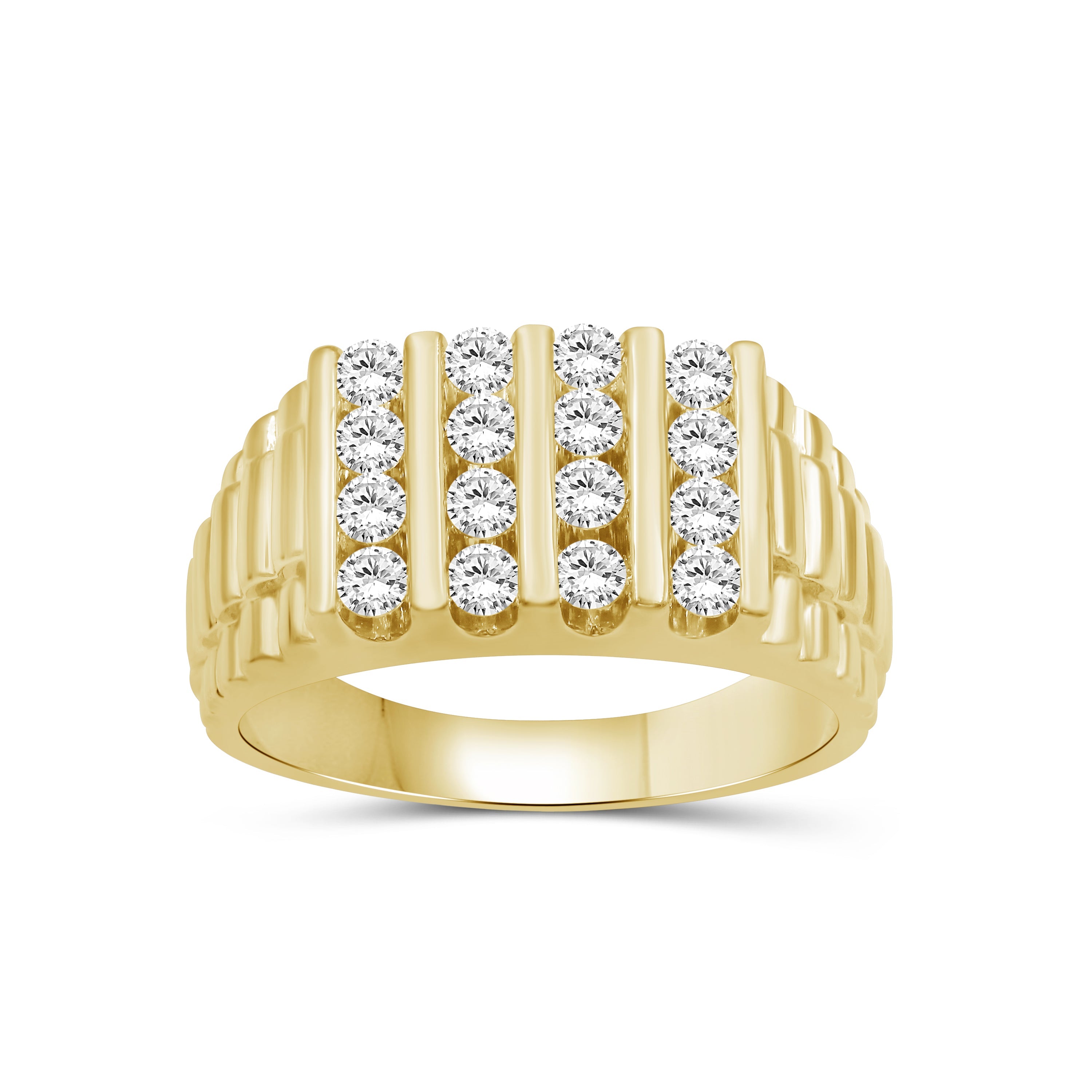 Venturant Lab Grown Diamond (F/VS+) 1.00 carat Round cut Sterling Silver Men's Ring - Sterling Silver | Gold over Silver