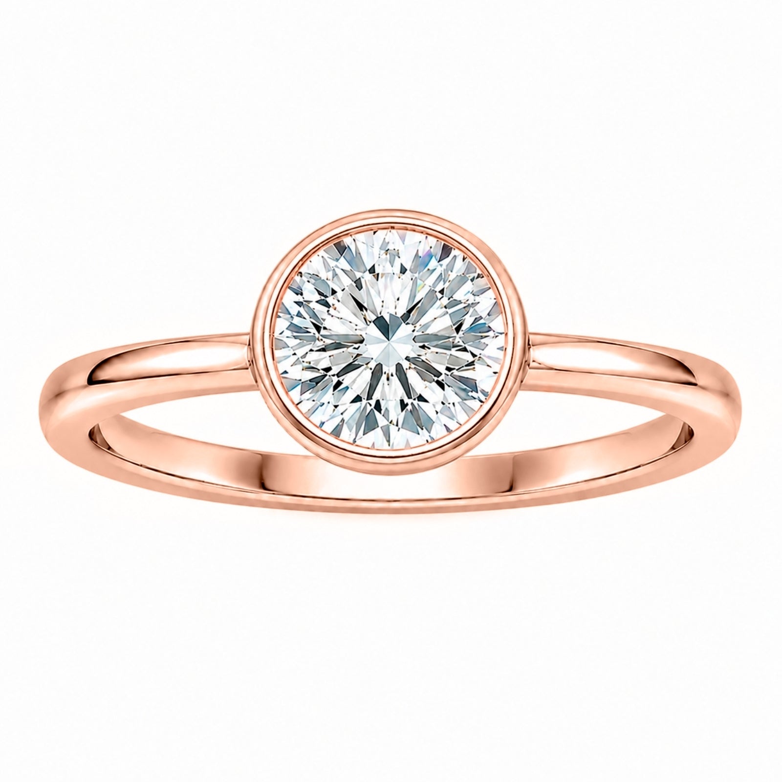 Venturant 1.00-6.00 Carat T.W. IGI certified Round-cut Lab Grown Diamond (D/VS+) 14K Gold Bezel Set Ring