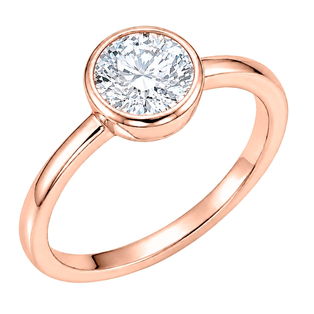 Venturant 1.00-6.00 Carat T.W. IGI certified Round-cut Lab Grown Diamond (D/VS+) 14K Gold Bezel Set Ring
