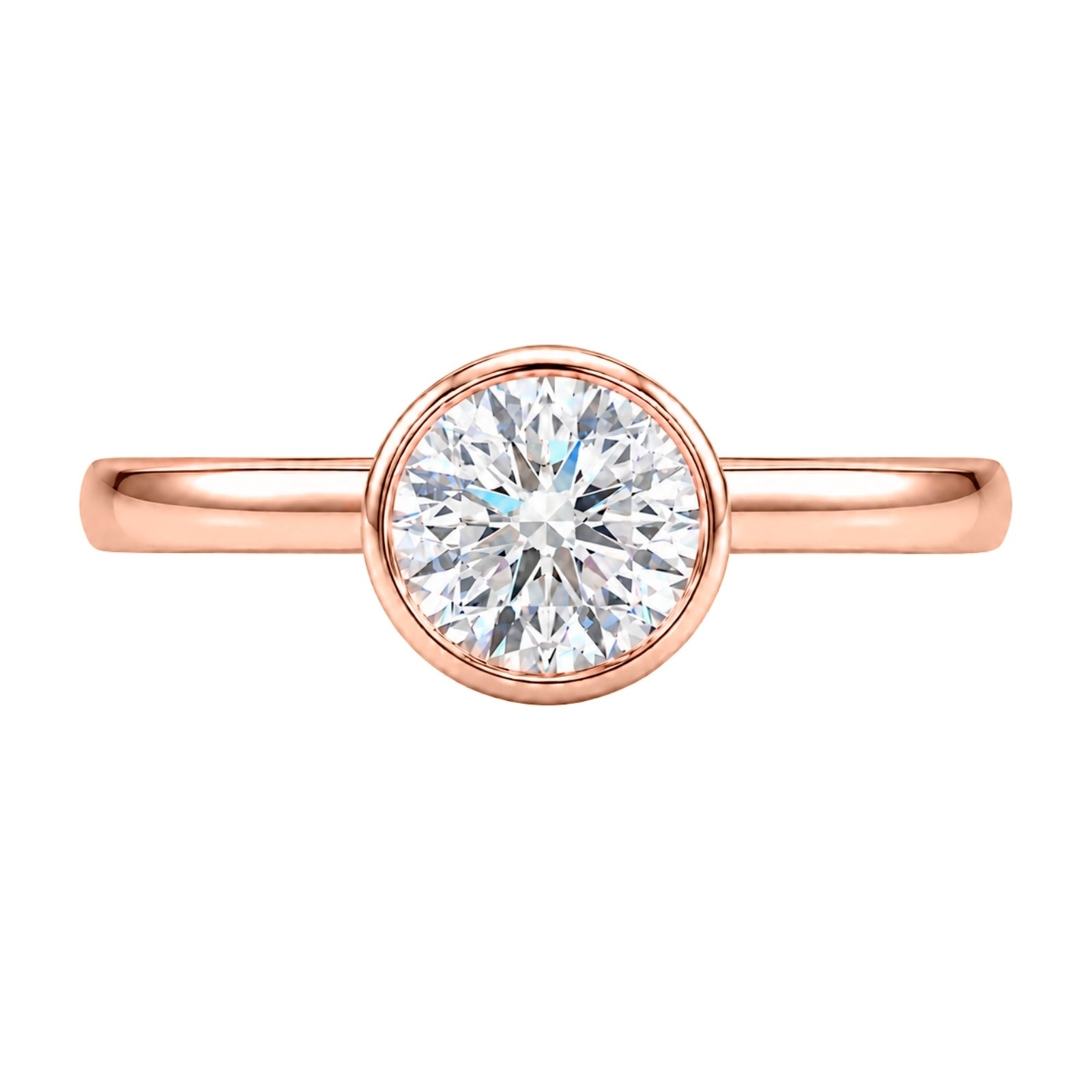 Venturant 1.00-6.00 Carat T.W. IGI certified Round-cut Lab Grown Diamond (D/VS+) 14K Gold Bezel Set Ring