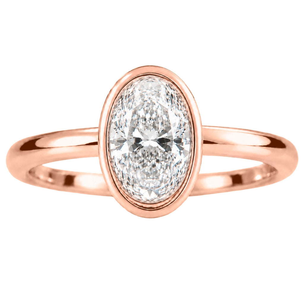 Venturant 1.00-6.00 Carat T.W. IGI certified Oval-cut Lab Grown Diamond (D/VS+) 14K Gold Bezel Set Ring