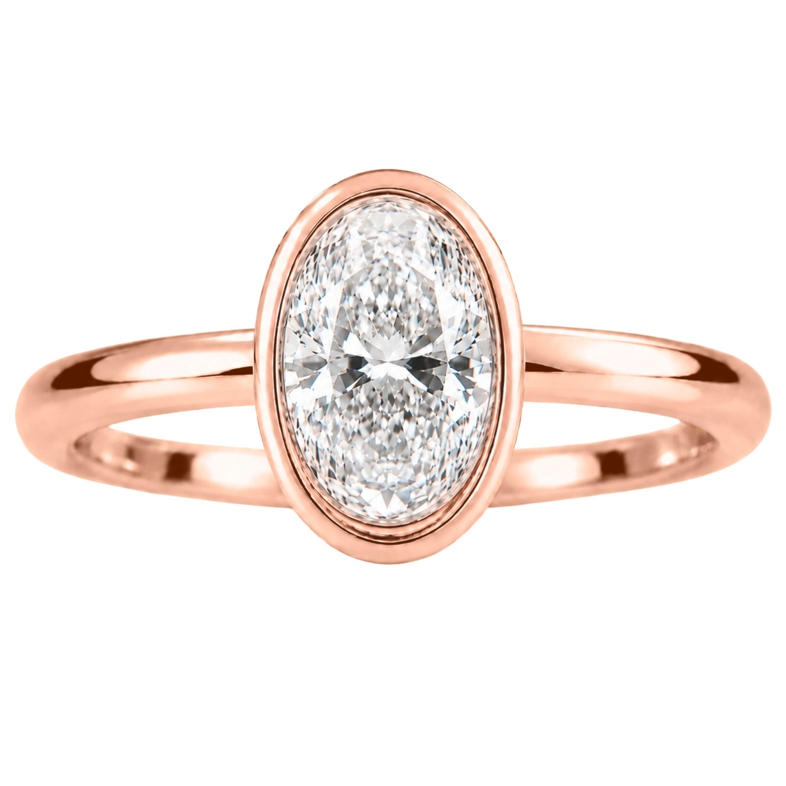 Venturant 1.00-6.00 Carat T.W. IGI certified Oval-cut Lab Grown Diamond (D/VS+) 14K Gold Bezel Set Ring
