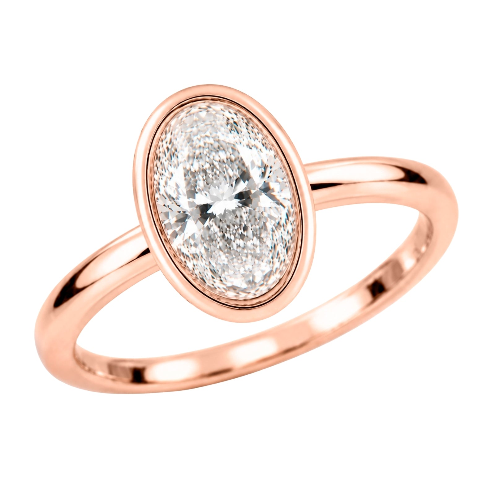 Venturant 1.00-6.00 Carat T.W. IGI certified Oval-cut Lab Grown Diamond (D/VS+) 14K Gold Bezel Set Ring