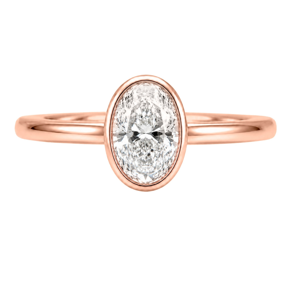 Venturant 1.00-6.00 Carat T.W. IGI certified Oval-cut Lab Grown Diamond (D/VS+) 14K Gold Bezel Set Ring