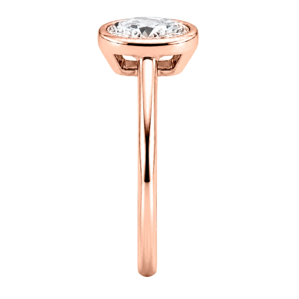 Venturant 1.00-6.00 Carat T.W. IGI certified Oval-cut Lab Grown Diamond (D/VS+) 14K Gold Bezel Set Ring