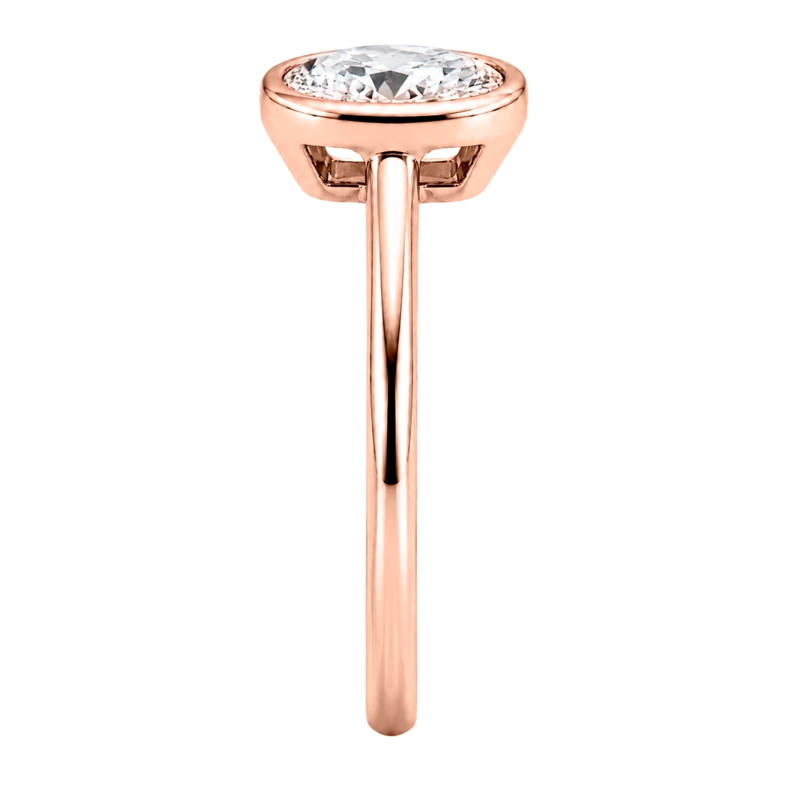Venturant 1.00-6.00 Carat T.W. IGI certified Oval-cut Lab Grown Diamond (D/VS+) 14K Gold Bezel Set Ring