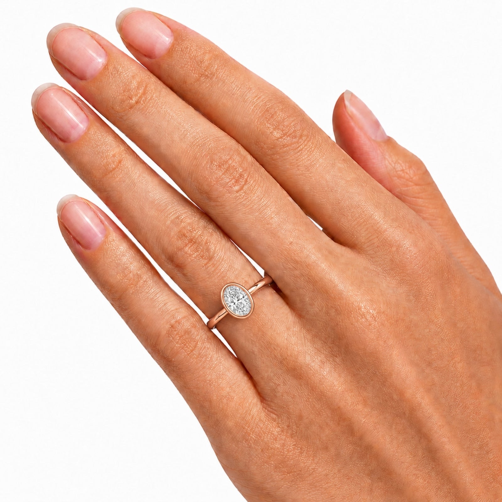 Venturant 1.00-6.00 Carat T.W. IGI certified Oval-cut Lab Grown Diamond (D/VS+) 14K Gold Bezel Set Ring