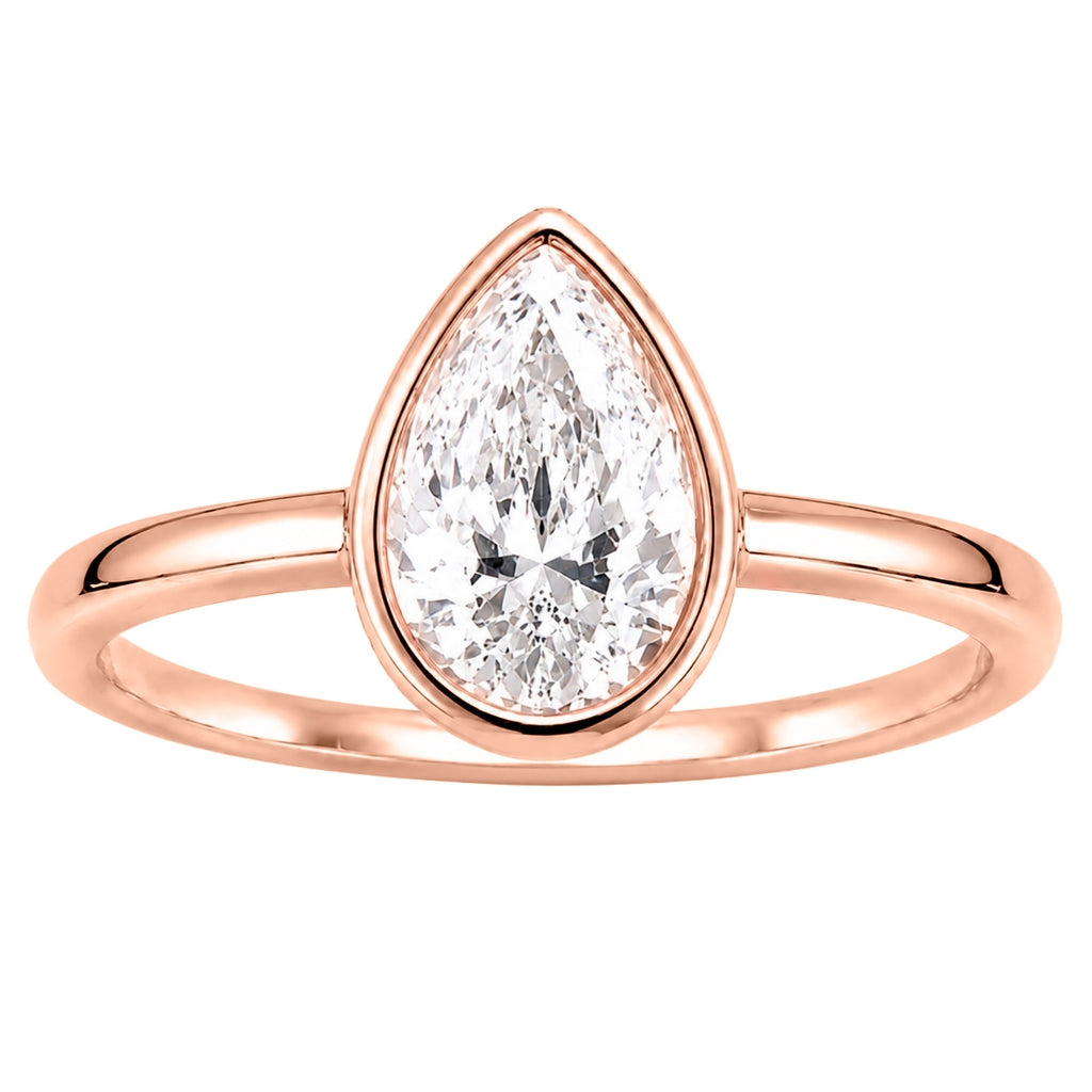 Venturant 1.00-6.00 Carat T.W. IGI certified Pear-cut Lab Grown Diamond (D/VS+) 14K Gold Bezel Set Ring