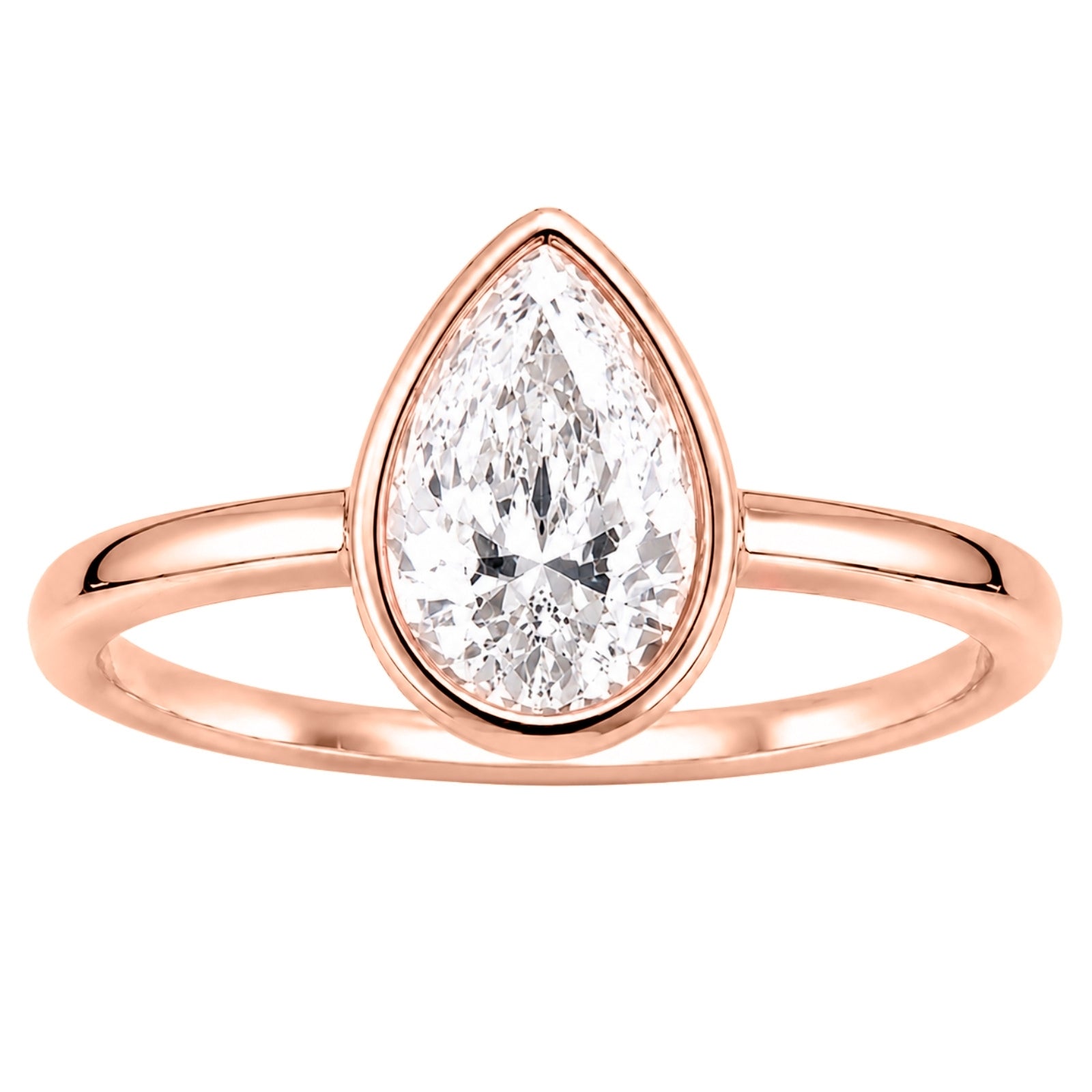 Venturant 1.00-6.00 Carat T.W. IGI certified Pear-cut Lab Grown Diamond (D/VS+) 14K Gold Bezel Set Ring