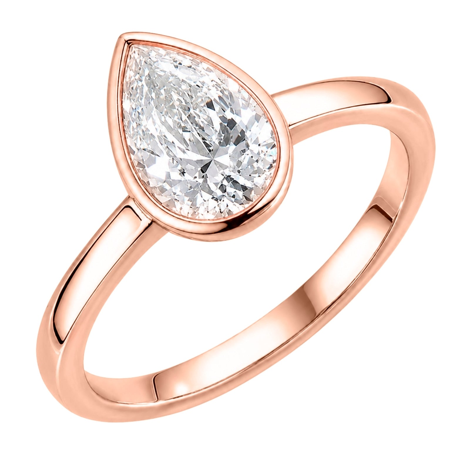 Venturant 1.00-6.00 Carat T.W. IGI certified Pear-cut Lab Grown Diamond (D/VS+) 14K Gold Bezel Set Ring