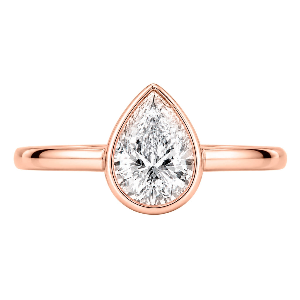Venturant 1.00-6.00 Carat T.W. IGI certified Pear-cut Lab Grown Diamond (D/VS+) 14K Gold Bezel Set Ring