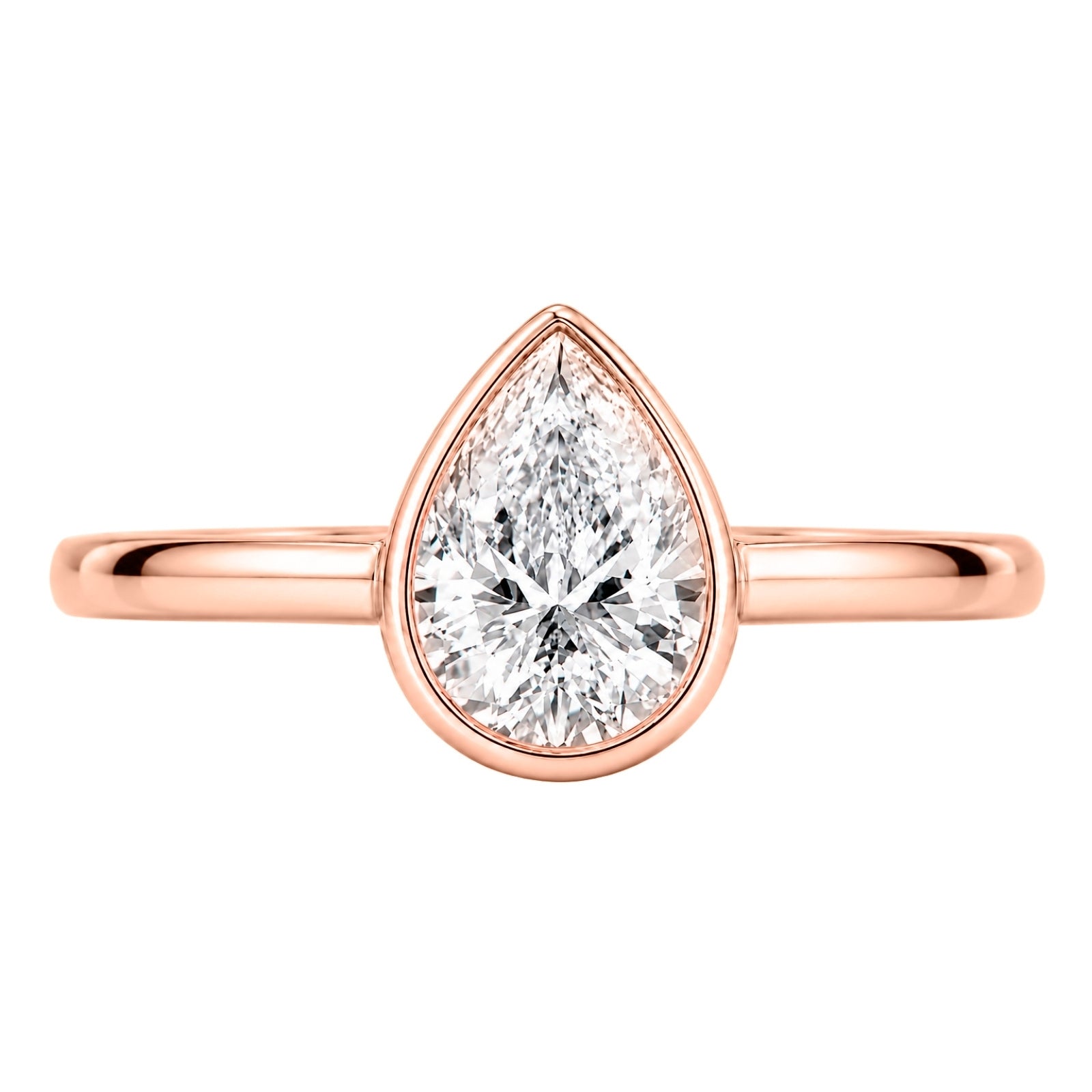 Venturant 1.00-6.00 Carat T.W. IGI certified Pear-cut Lab Grown Diamond (D/VS+) 14K Gold Bezel Set Ring