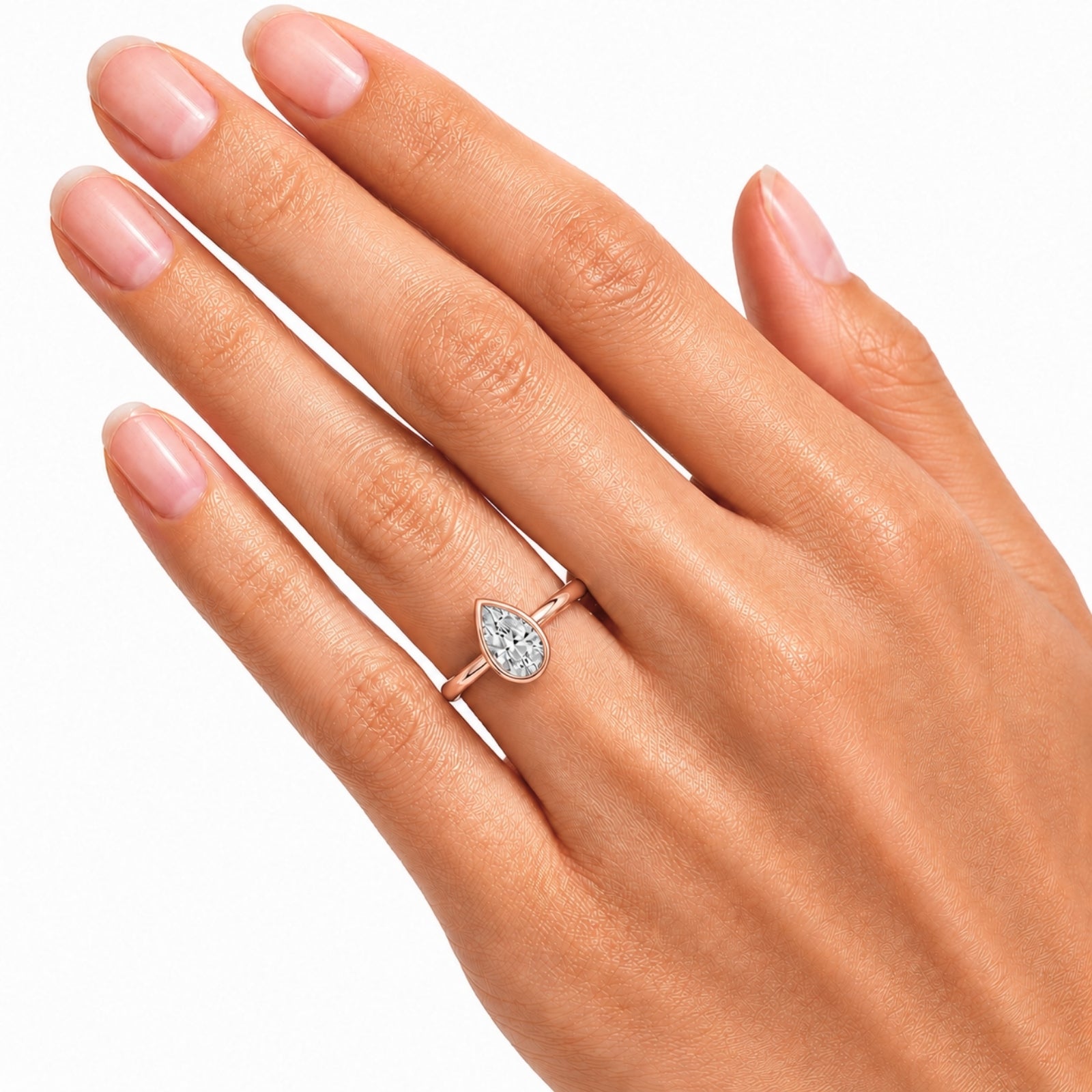 Venturant 1.00-6.00 Carat T.W. IGI certified Pear-cut Lab Grown Diamond (D/VS+) 14K Gold Bezel Set Ring