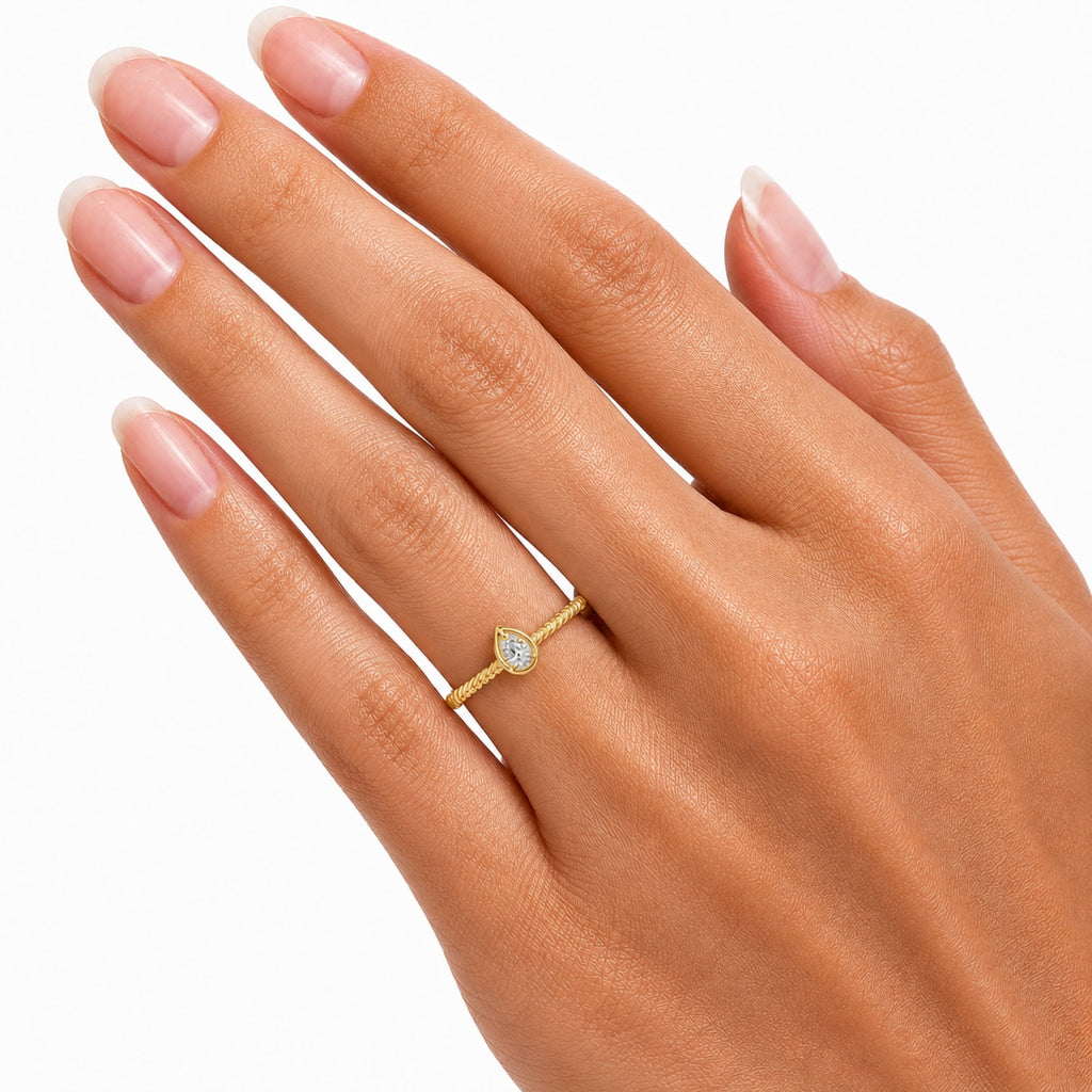 Venturant 1/5 Carat T.W. Pear-cut Lab Grown Diamond (F/VS+) 14K Gold Ring