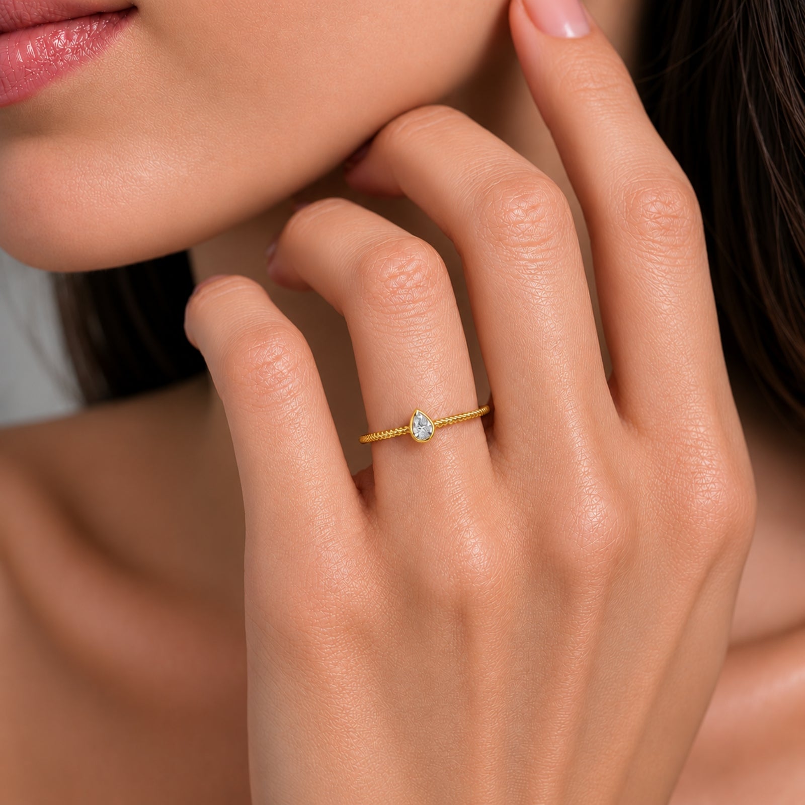 Venturant 1/5 Carat T.W. Pear-cut Lab Grown Diamond (F/VS+) 14K Gold Ring