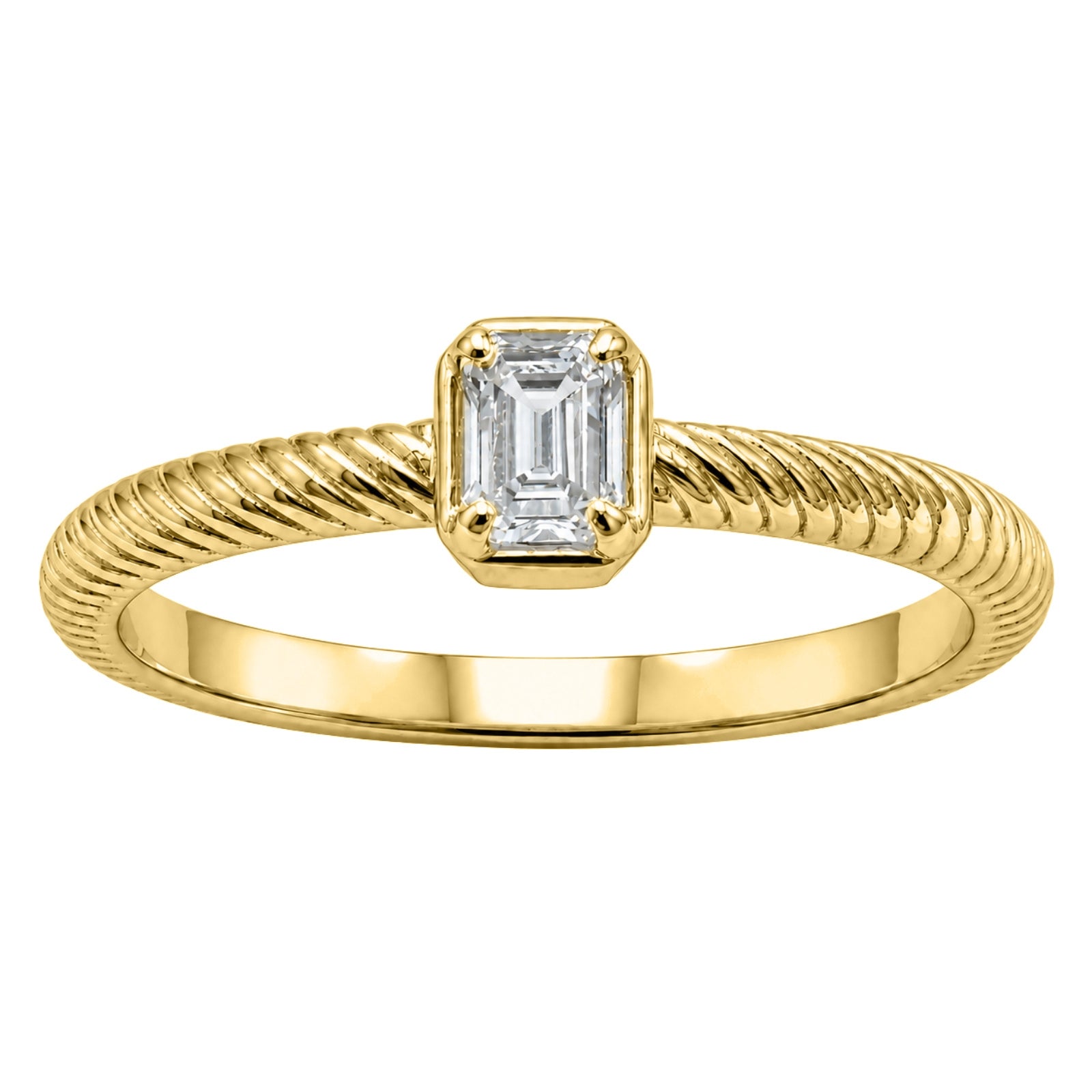 Venturant 1/5 Carat T.W. Emerald-cut Lab Grown Diamond (F/VS+) 14K Gold Ring