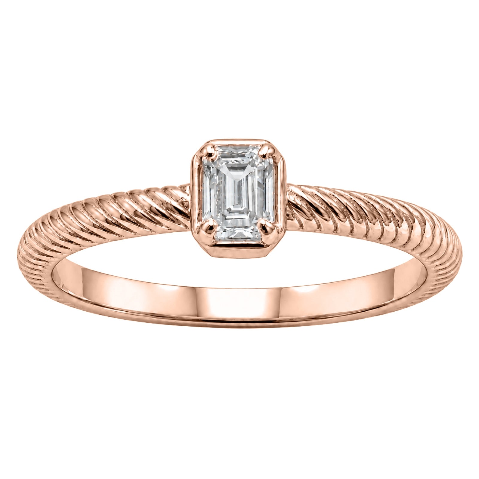 Venturant 1/5 Carat T.W. Emerald-cut Lab Grown Diamond (F/VS+) 14K Gold Ring
