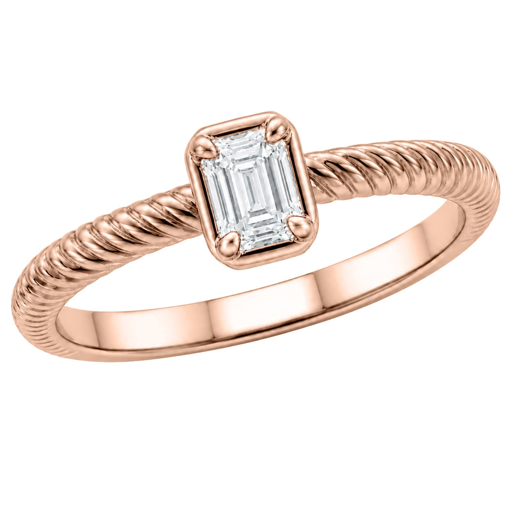 Venturant 1/5 Carat T.W. Emerald-cut Lab Grown Diamond (F/VS+) 14K Gold Ring