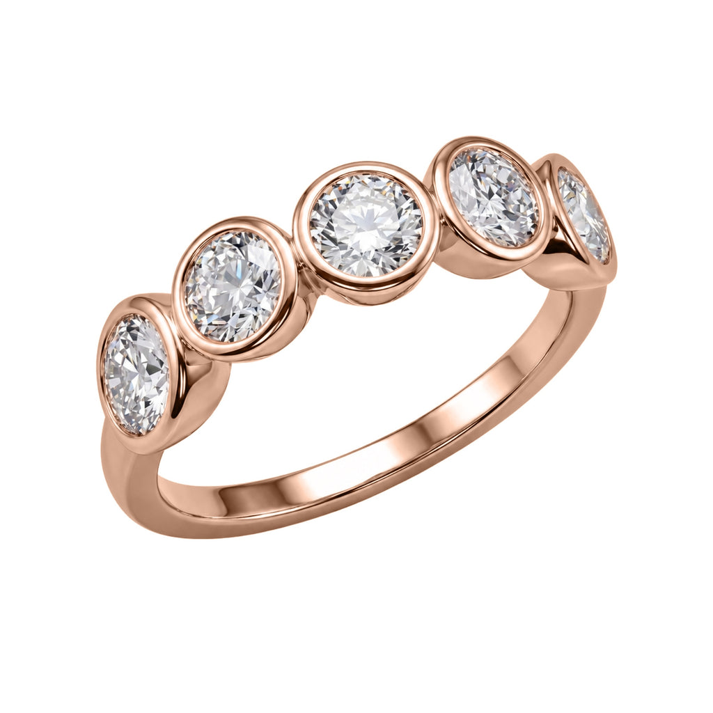 Venturant 3.00 Carat T.W. Round-cut Lab Grown Diamond (F/VS+) 14K Gold Bezel Set 5 Stone Band Ring