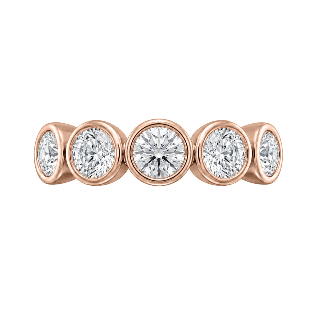 Venturant 3.00 Carat T.W. Round-cut Lab Grown Diamond (F/VS+) 14K Gold Bezel Set 5 Stone Band Ring