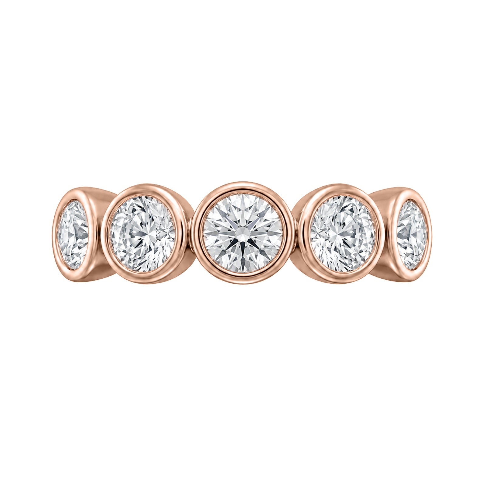 Venturant 3.00 Carat T.W. Round-cut Lab Grown Diamond (F/VS+) 14K Gold Bezel Set 5 Stone Band Ring