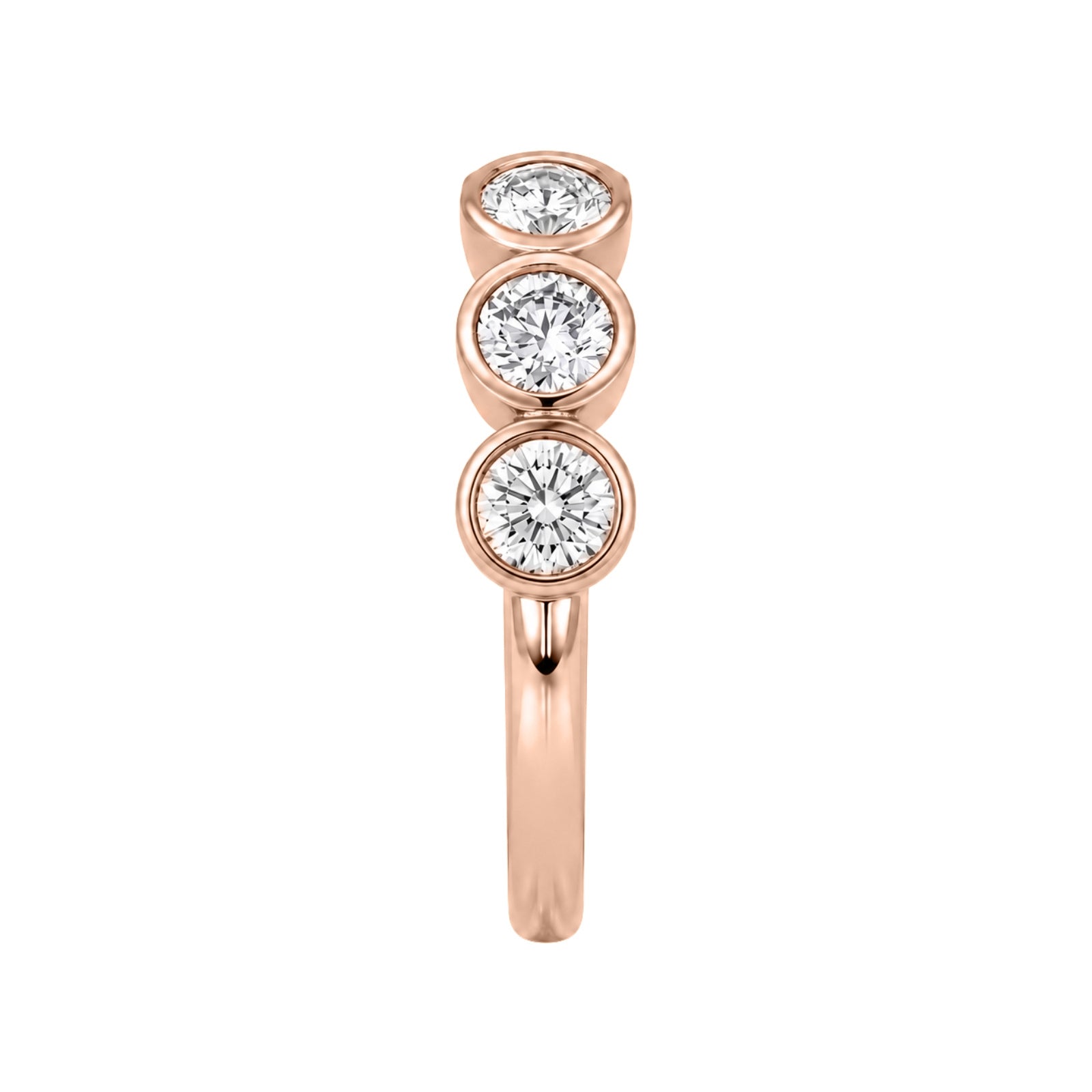 Venturant 3.00 Carat T.W. Round-cut Lab Grown Diamond (F/VS+) 14K Gold Bezel Set 5 Stone Band Ring
