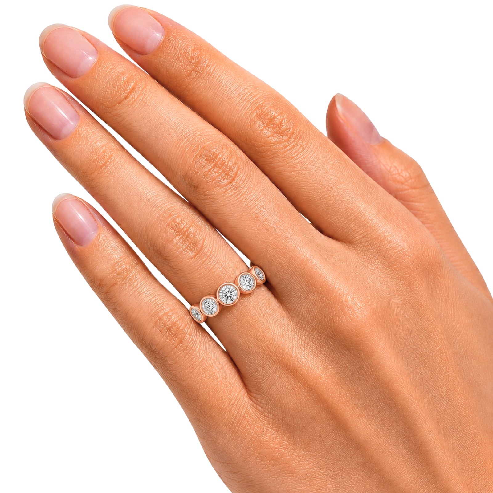 Venturant 3.00 Carat T.W. Round-cut Lab Grown Diamond (F/VS+) 14K Gold Bezel Set 5 Stone Band Ring