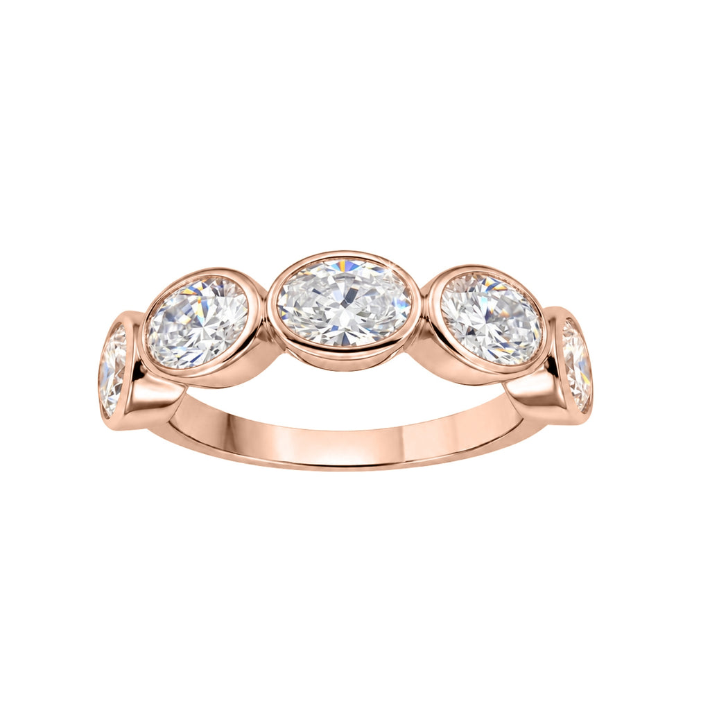 Venturant 3.00 Carat T.W. Oval-cut Lab Grown Diamond (F/VS+) 14K Gold Bezel Set 5 Stone Band Ring