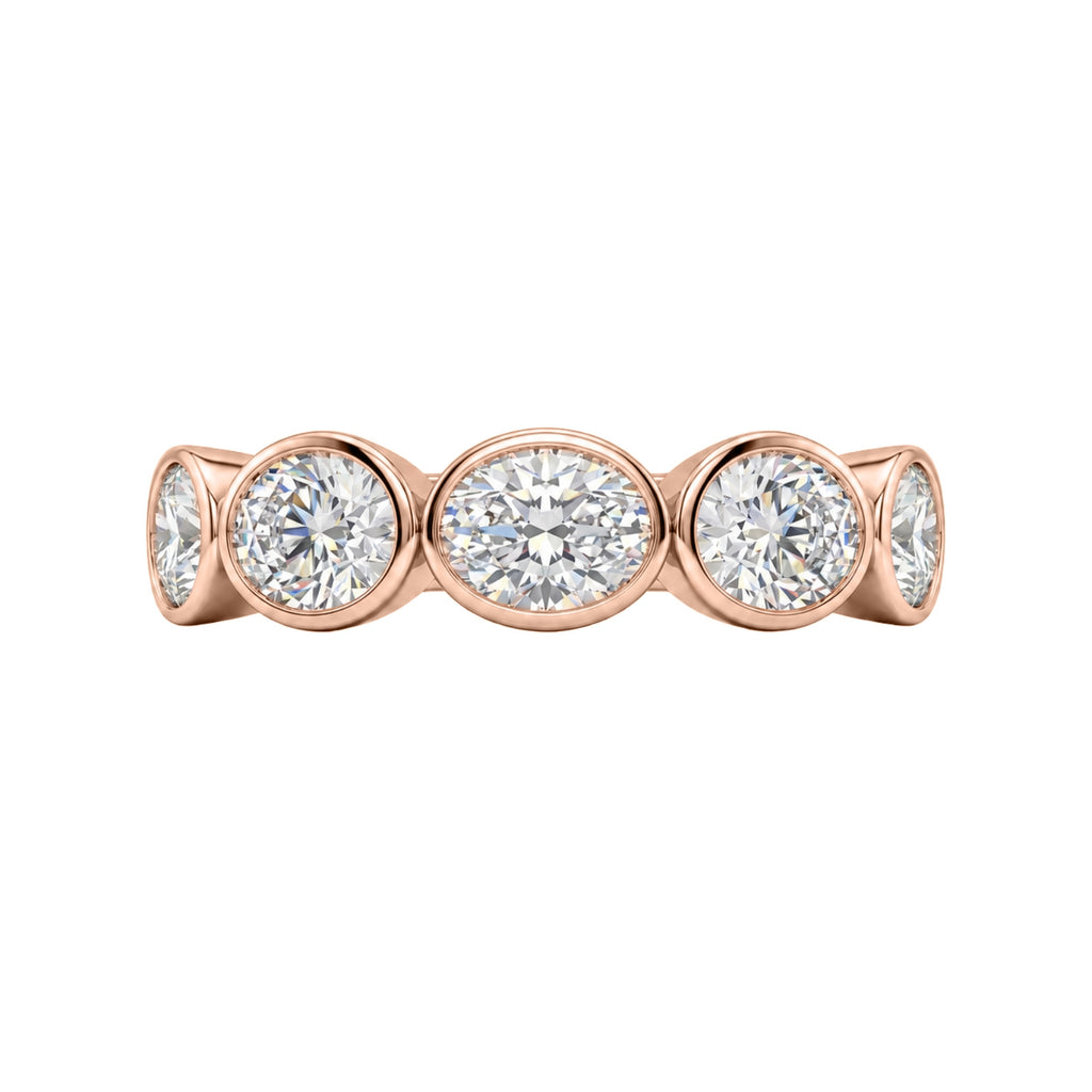 Venturant 3.00 Carat T.W. Oval-cut Lab Grown Diamond (F/VS+) 14K Gold Bezel Set 5 Stone Band Ring