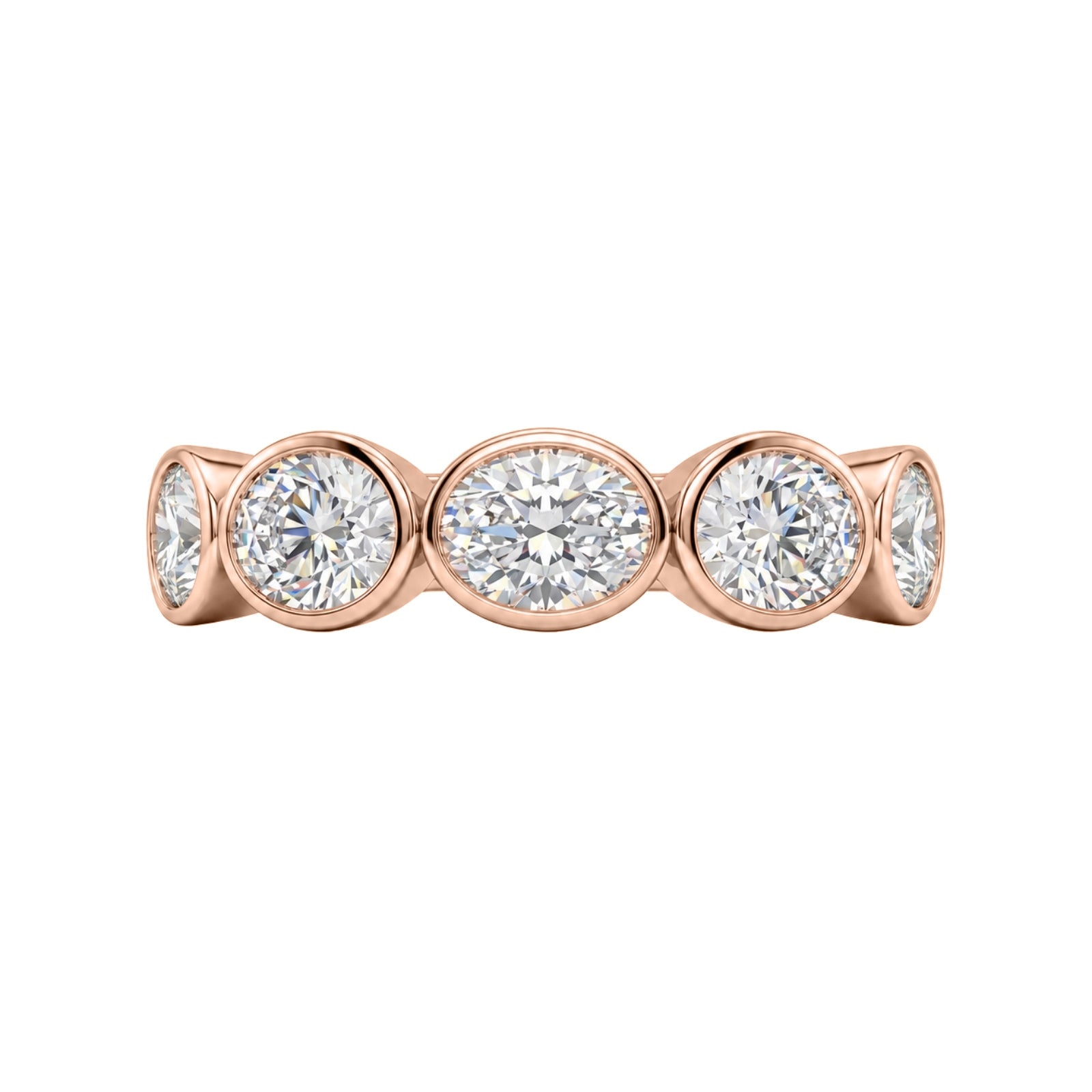 Venturant 3.00 Carat T.W. Oval-cut Lab Grown Diamond (F/VS+) 14K Gold Bezel Set 5 Stone Band Ring