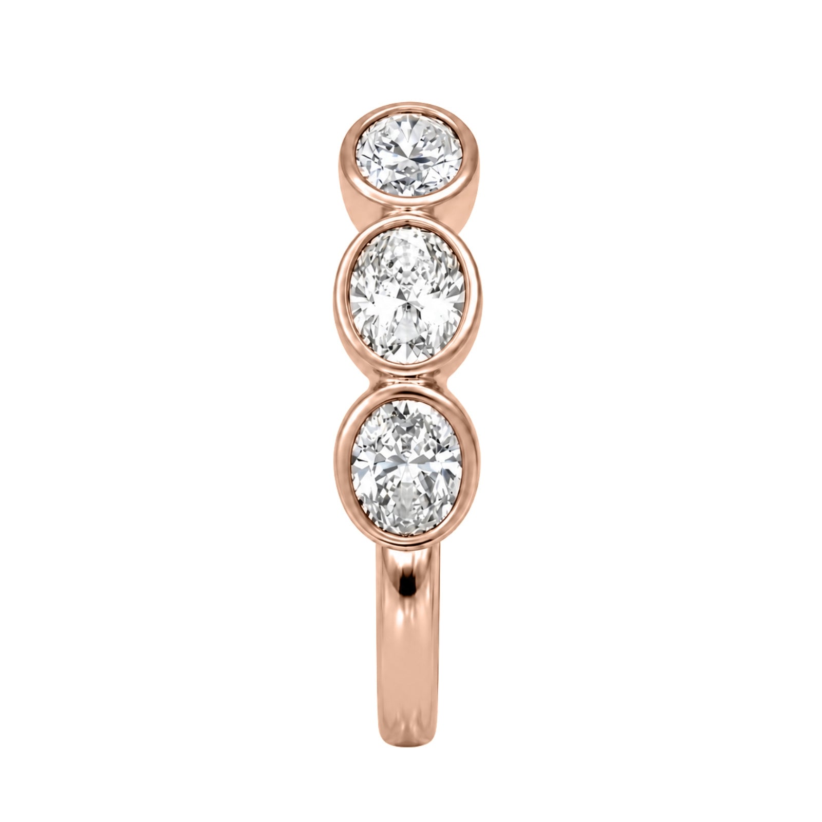 Venturant 3.00 Carat T.W. Oval-cut Lab Grown Diamond (F/VS+) 14K Gold Bezel Set 5 Stone Band Ring