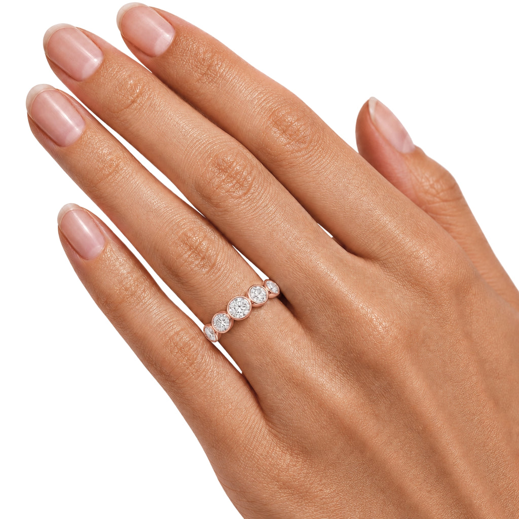 Venturant 3.00 Carat T.W. Oval-cut Lab Grown Diamond (F/VS+) 14K Gold Bezel Set 5 Stone Band Ring